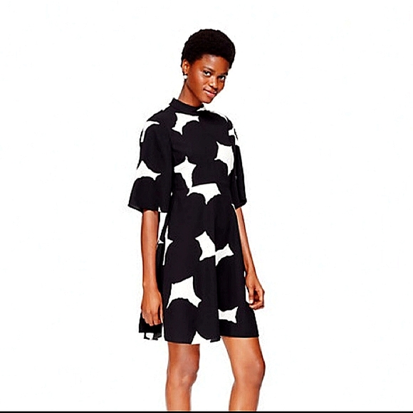 Kate Spade Black and White Blotch Zippered Dress - Picture 2 of 6